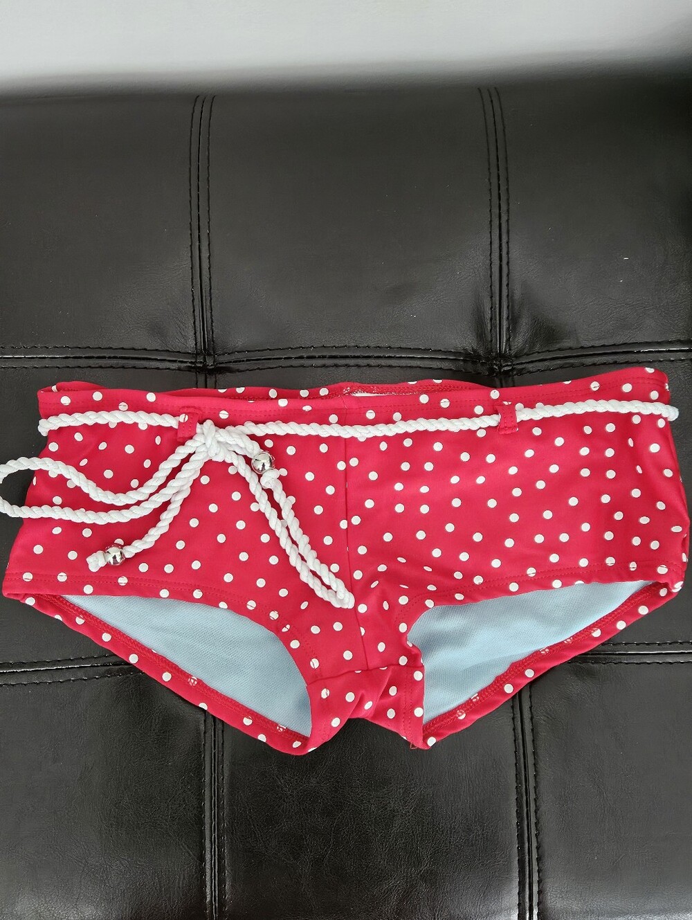 Citrus Red Polka Dot Swim Shorts Bikini Bottoms Small